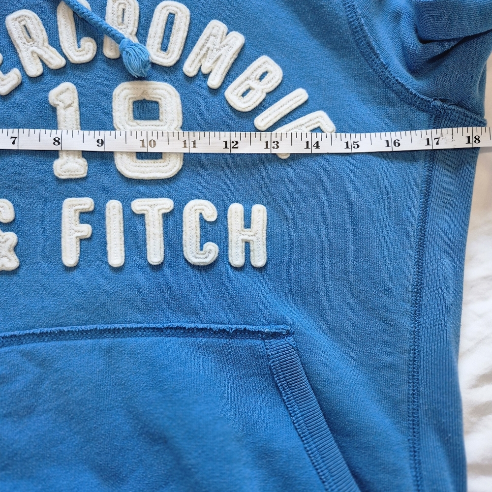 Abercrombie & Fitch Vintage Y2K Preppy Pullover Hoodie Graphic Logo Blue Sz M - Picture 11 of 12